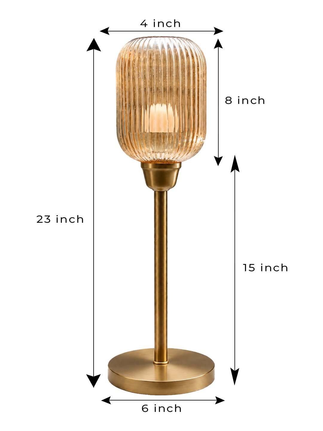 Elara Ribbed Cylinder Table Lamp Elara Ribbed Cylinder table lamp with tall ribbed glass shade and brass base, modern decorative lighting for bedside, living room, or workspace