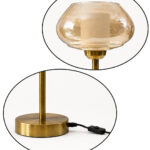 Amber Kachori Vintage table lamp with rounded amber glass shade and brass base, providing warm decorative lighting for bedside or living room use
