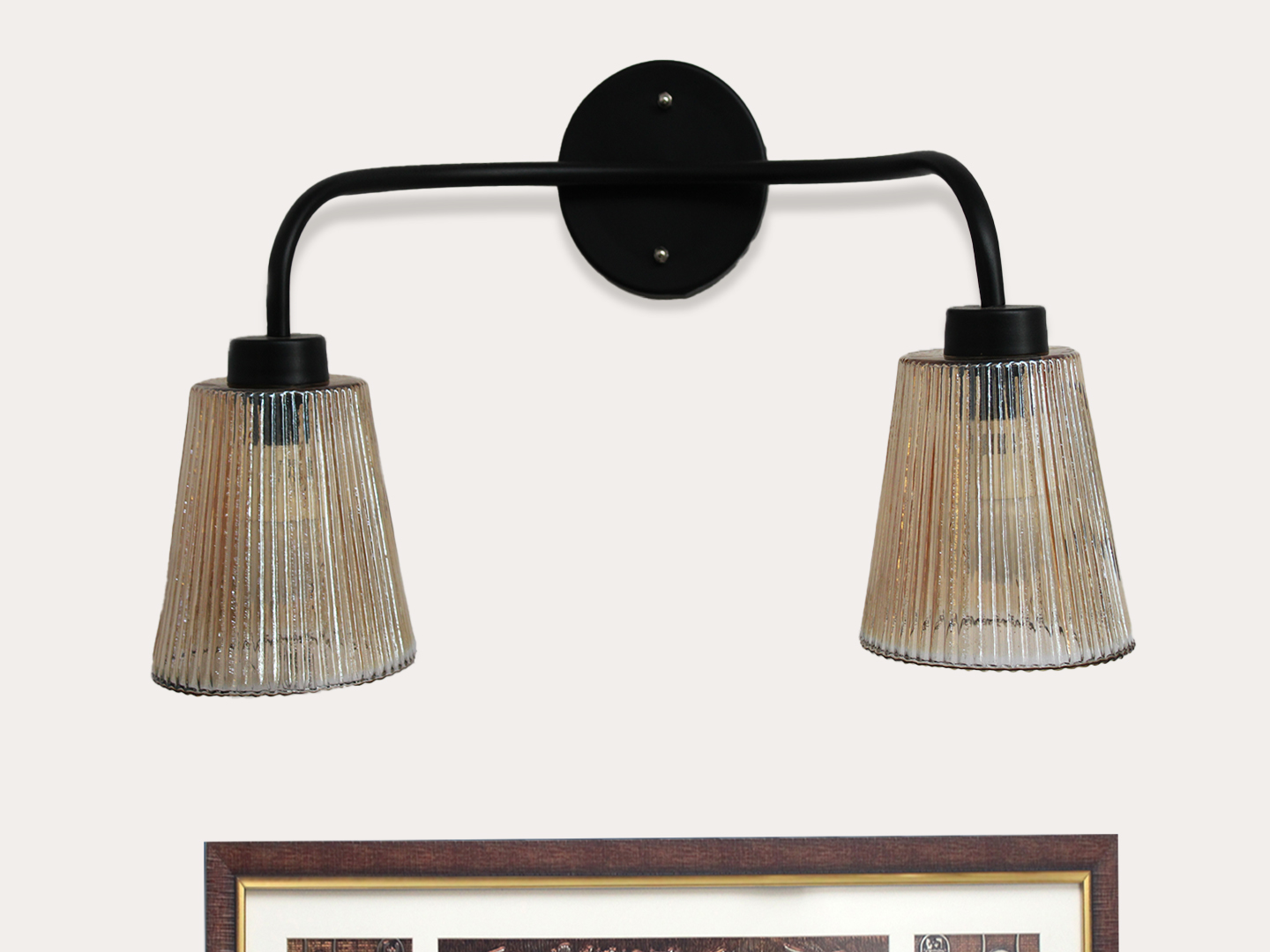 Florence Ribbed Glass Wall Light Florence Ribbed Glass dual-light wall sconce with textured ribbed glass shades and a matte black metal frame, perfect for modern bedrooms, hallways, living rooms, and dining spaces.