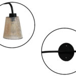 Florence Ribbed Glass dual-light wall sconce with textured ribbed glass shades and a matte black metal frame, perfect for modern bedrooms, hallways, living rooms, and dining spaces.
